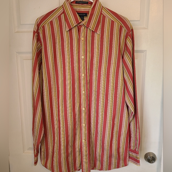 Gant Men's Classic Long Sleeve Dress Shirt, Size: Medium Color: Stripes - Picture 3 of 12